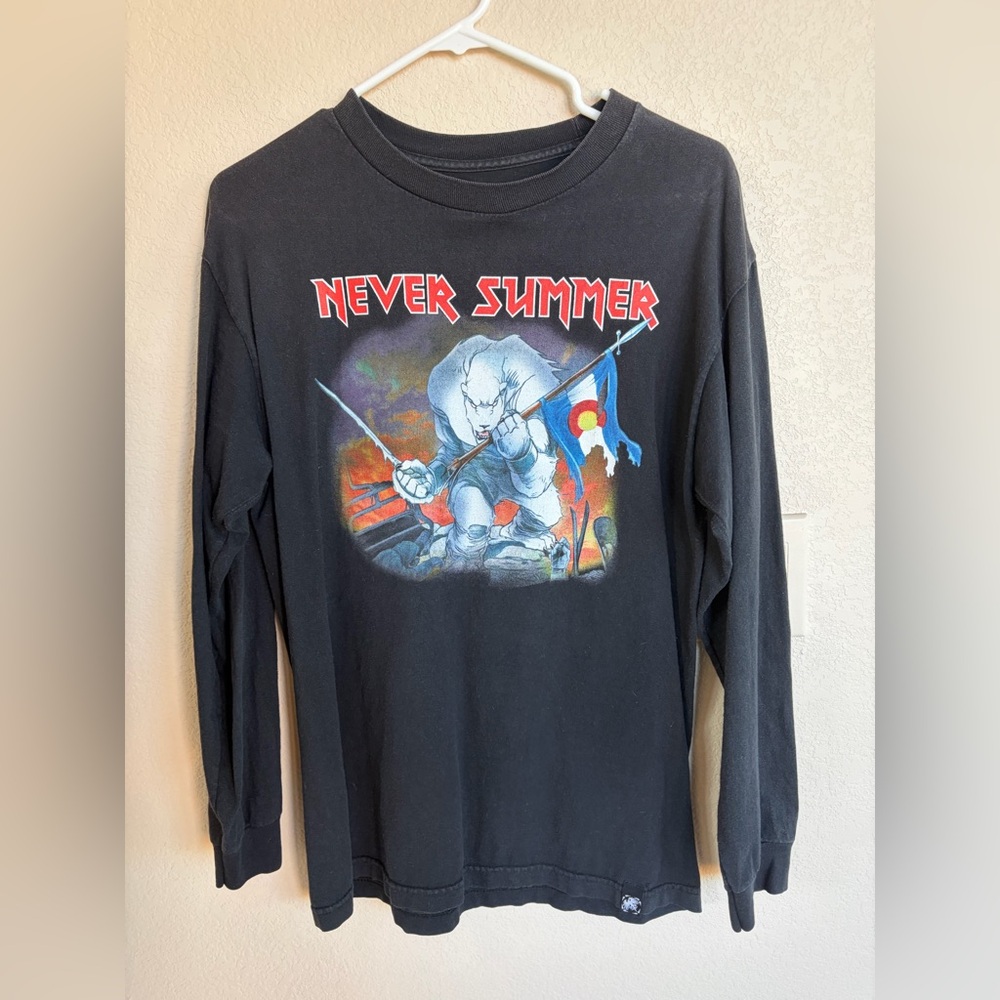 Men's Black long sleeve tshirt -never summer brand size medium